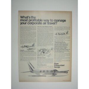 Vintage Piper Pressurized Navajo Corporate Air Travel Advertisement Print 1971